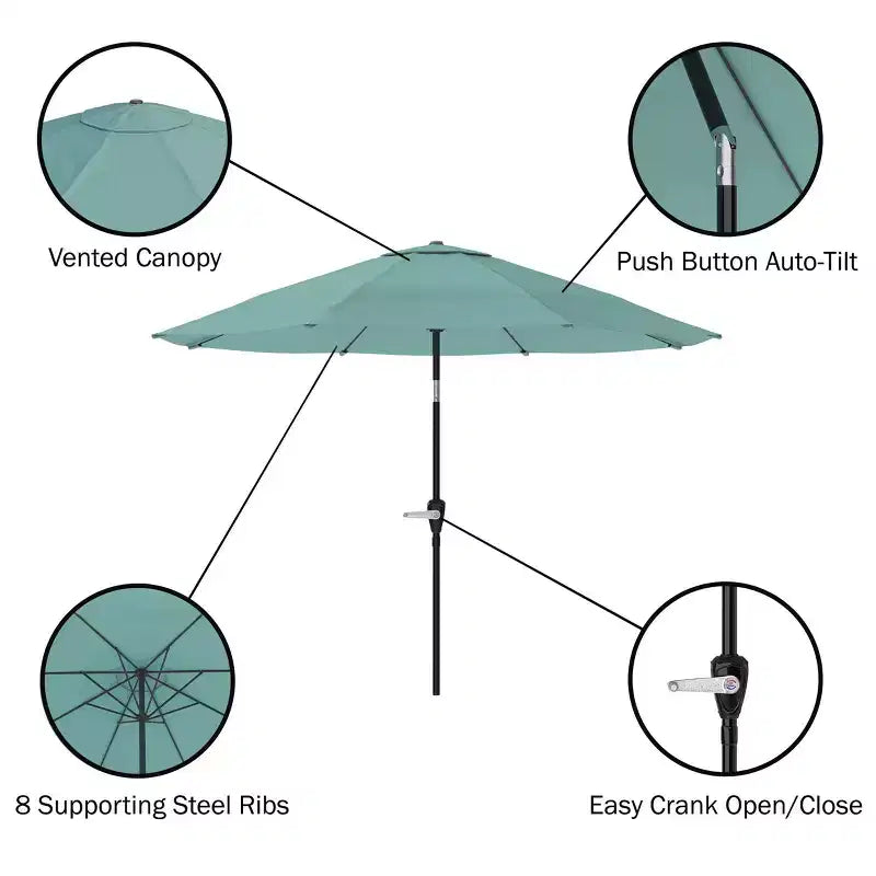 Ensemble de salle à manger d'extérieur 6 pièces Alaterre Furniture, table Weston avec parasol inclinable automatique de 3 m
