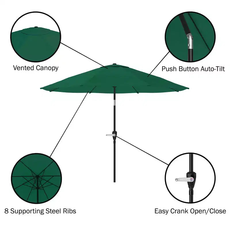 Ensemble de salle à manger d'extérieur 6 pièces Alaterre Furniture, table Weston avec parasol inclinable automatique de 3 m