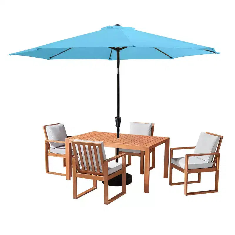 Ensemble de salle à manger d'extérieur 6 pièces Alaterre Furniture, table Weston avec parasol inclinable automatique de 3 m