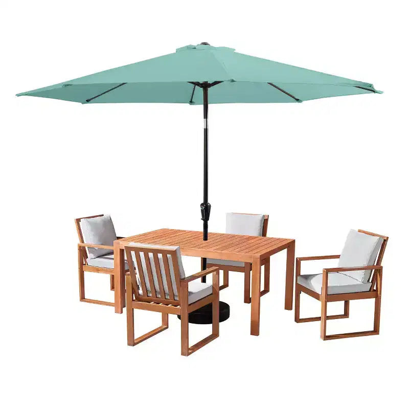 Ensemble de salle à manger d'extérieur 6 pièces Alaterre Furniture, table Weston avec parasol inclinable automatique de 3 m