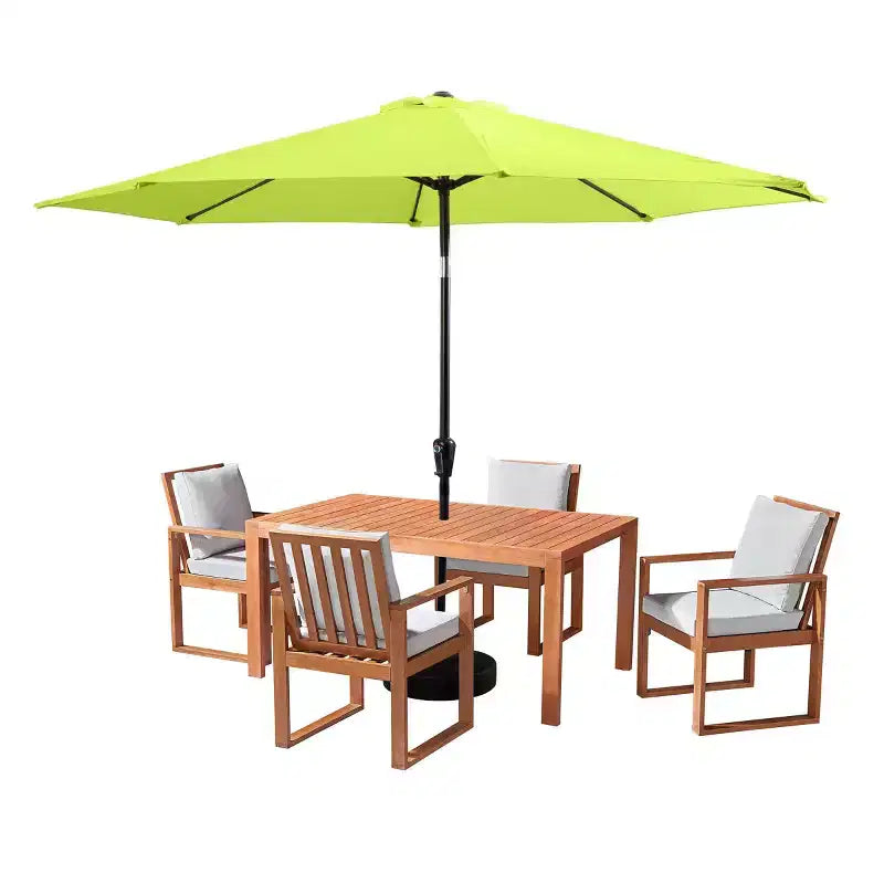 Ensemble de salle à manger d'extérieur 6 pièces Alaterre Furniture, table Weston avec parasol inclinable automatique de 3 m