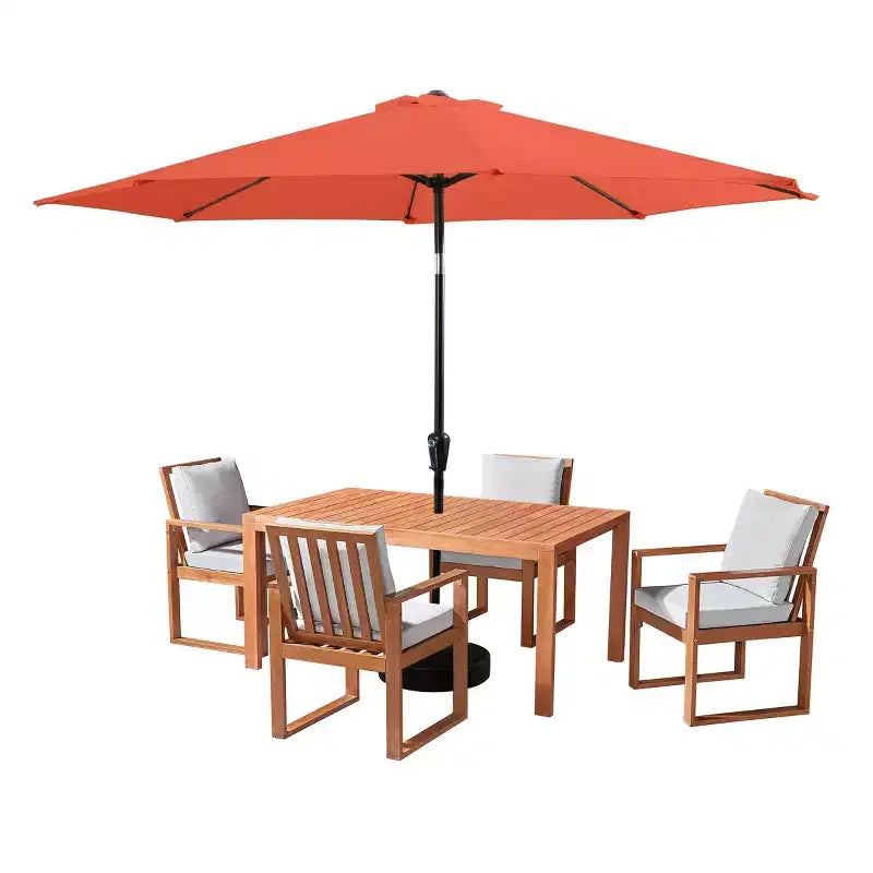 Ensemble de salle à manger d'extérieur 6 pièces Alaterre Furniture, table Weston avec parasol inclinable automatique de 3 m