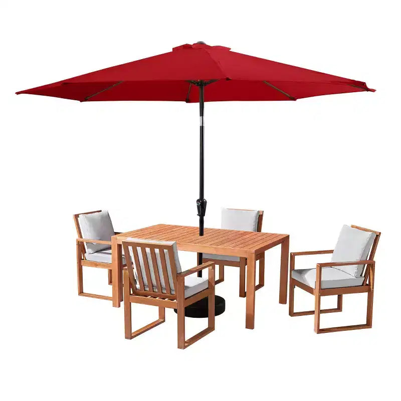 Ensemble de salle à manger d'extérieur 6 pièces Alaterre Furniture, table Weston avec parasol inclinable automatique de 3 m