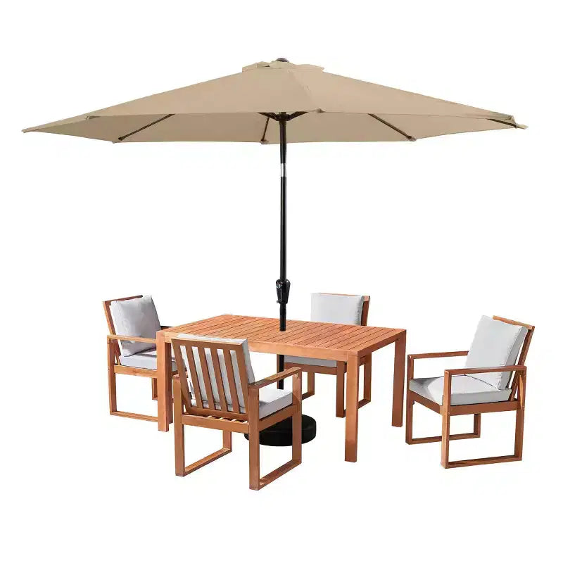 Ensemble de salle à manger d'extérieur 6 pièces Alaterre Furniture, table Weston avec parasol inclinable automatique de 3 m