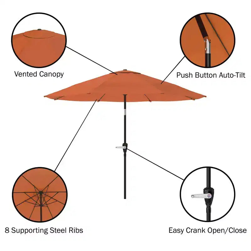Alaterre Furniture Ensemble de salle à manger d'extérieur 8 pièces, table Weston avec parasol inclinable automatique de 3 m