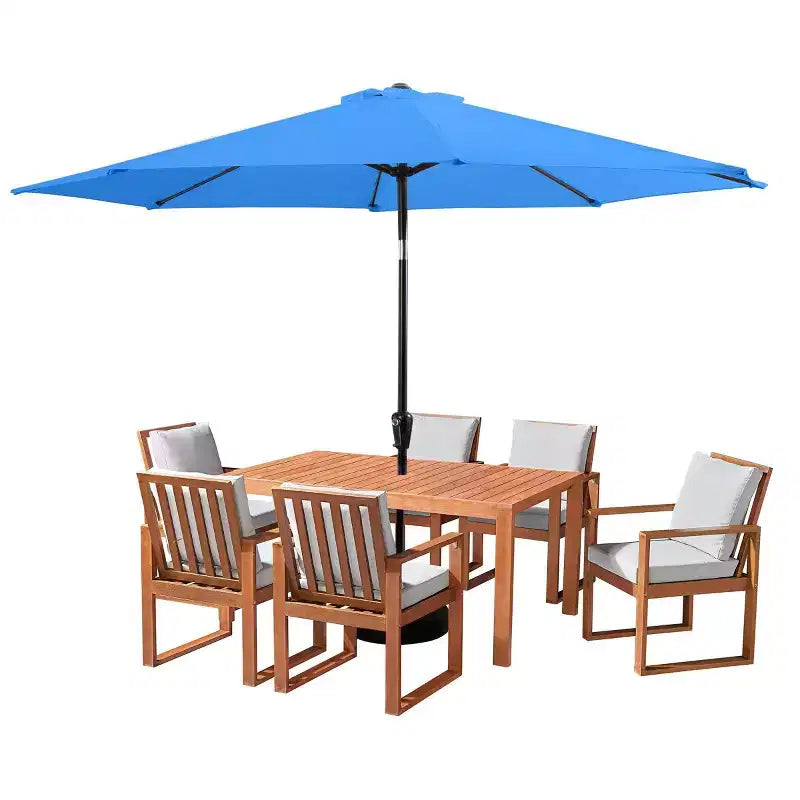 Alaterre Furniture Ensemble de salle à manger d'extérieur 8 pièces, table Weston avec parasol inclinable automatique de 3 m