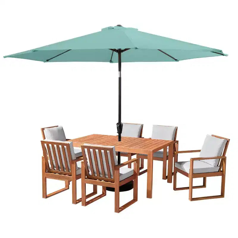 Alaterre Furniture Ensemble de salle à manger d'extérieur 8 pièces, table Weston avec parasol inclinable automatique de 3 m