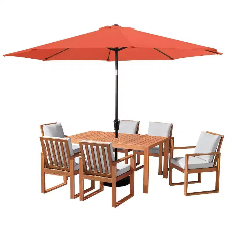 Alaterre Furniture Ensemble de salle à manger d'extérieur 8 pièces, table Weston avec parasol inclinable automatique de 3 m