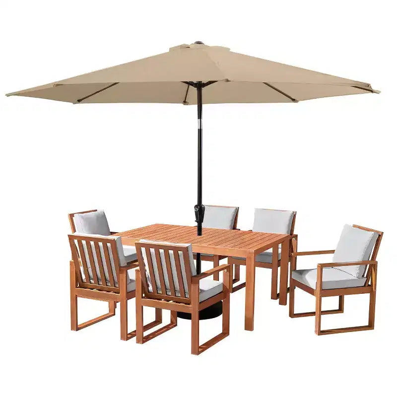 Alaterre Furniture Ensemble de salle à manger d'extérieur 8 pièces, table Weston avec parasol inclinable automatique de 3 m