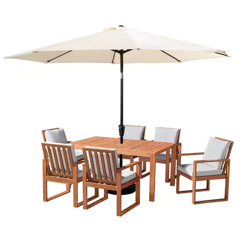 Alaterre Furniture Ensemble de salle à manger d'extérieur 8 pièces, table Weston avec parasol inclinable automatique de 3 m