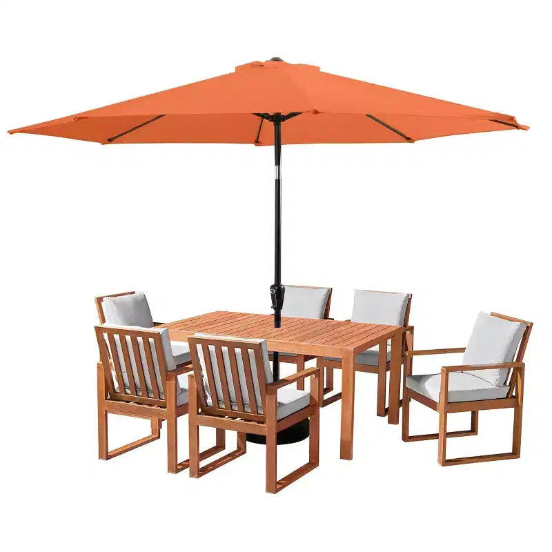 Alaterre Furniture Ensemble de salle à manger d'extérieur 8 pièces, table Weston avec parasol inclinable automatique de 3 m