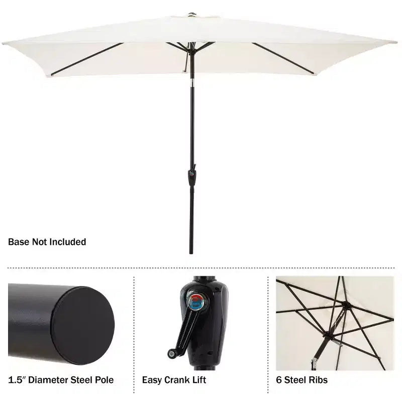 Alaterre Furniture 6pc Outdoor Patio Dining Set, Weston Table with 10' Rectangular Umbrella