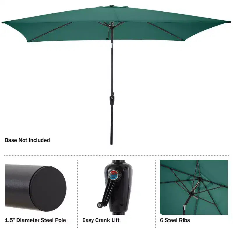 Alaterre Furniture 6pc Outdoor Patio Dining Set, Weston Table with 10' Rectangular Umbrella