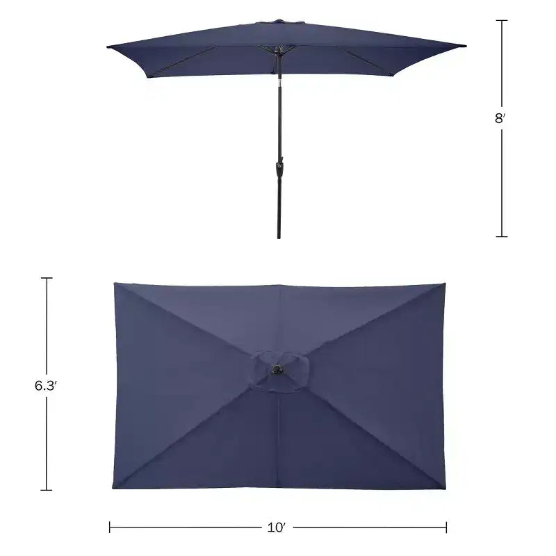 Alaterre Furniture 6pc Outdoor Patio Dining Set, Weston Table with 10' Rectangular Umbrella