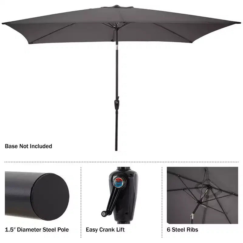 Alaterre Furniture 6pc Outdoor Patio Dining Set, Weston Table with 10' Rectangular Umbrella