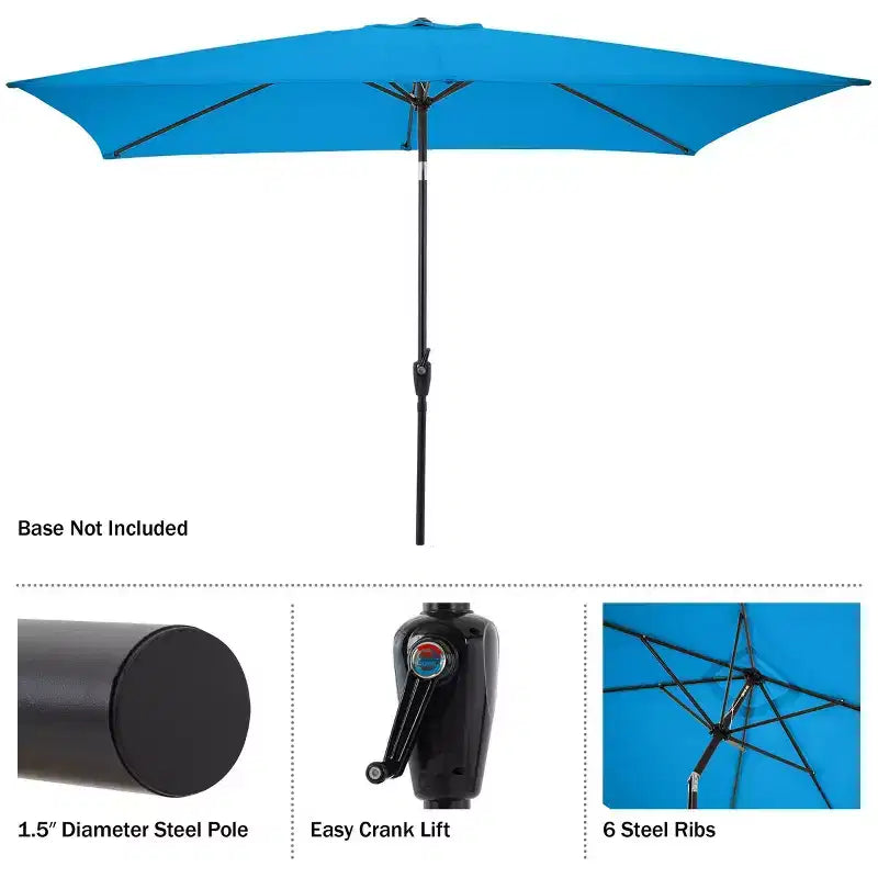 Alaterre Furniture 6pc Outdoor Patio Dining Set, Weston Table with 10' Rectangular Umbrella