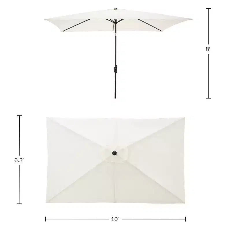 Alaterre Furniture 6pc Outdoor Patio Dining Set, Weston Table with 10' Rectangular Umbrella