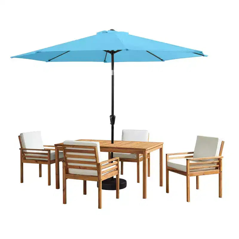 Ensemble de salle à manger d'extérieur 6 pièces Alaterre Furniture, table Okemo avec parasol inclinable automatique de 3 m
