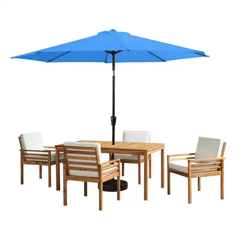 Ensemble de salle à manger d'extérieur 6 pièces Alaterre Furniture, table Okemo avec parasol inclinable automatique de 3 m
