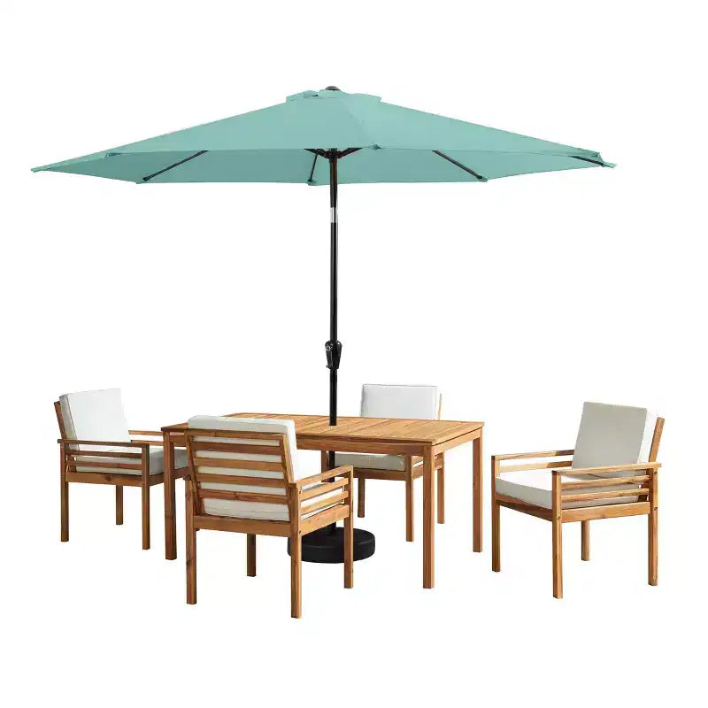 Ensemble de salle à manger d'extérieur 6 pièces Alaterre Furniture, table Okemo avec parasol inclinable automatique de 3 m