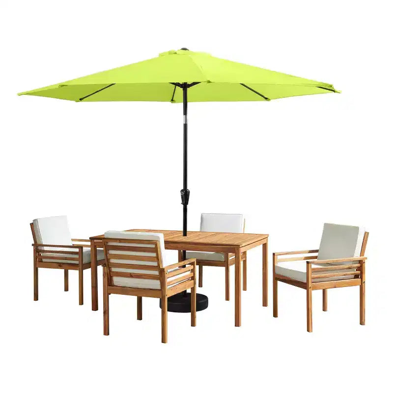 Ensemble de salle à manger d'extérieur 6 pièces Alaterre Furniture, table Okemo avec parasol inclinable automatique de 3 m