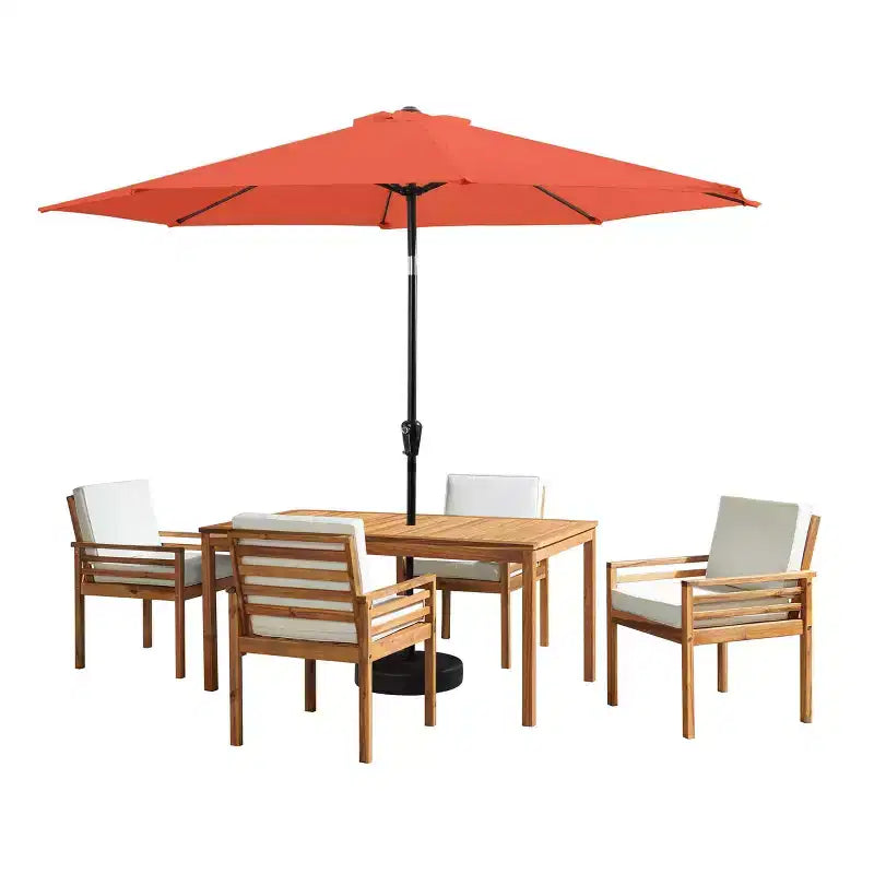Ensemble de salle à manger d'extérieur 6 pièces Alaterre Furniture, table Okemo avec parasol inclinable automatique de 3 m