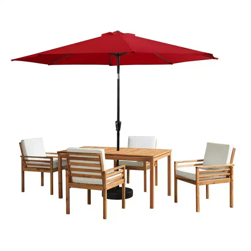 Ensemble de salle à manger d'extérieur 6 pièces Alaterre Furniture, table Okemo avec parasol inclinable automatique de 3 m