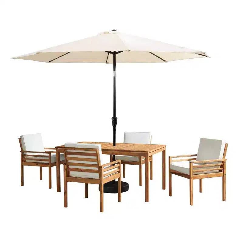Ensemble de salle à manger d'extérieur 6 pièces Alaterre Furniture, table Okemo avec parasol inclinable automatique de 3 m