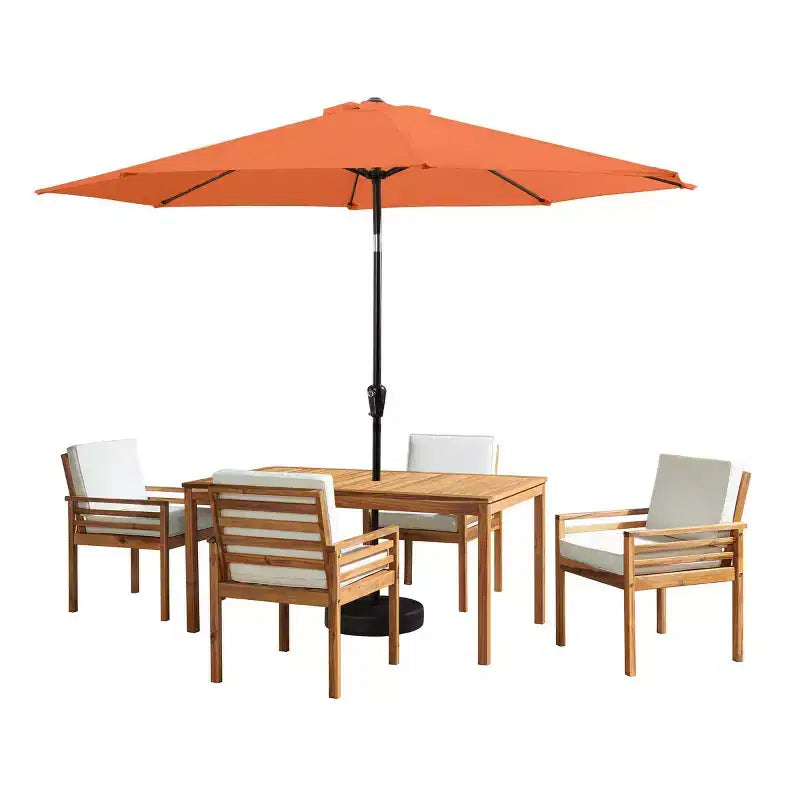 Ensemble de salle à manger d'extérieur 6 pièces Alaterre Furniture, table Okemo avec parasol inclinable automatique de 3 m