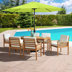 Alaterre Furniture 8pc Outdoor Patio Dining Set, Okemo Table with 10' Auto Tilt Umbrella