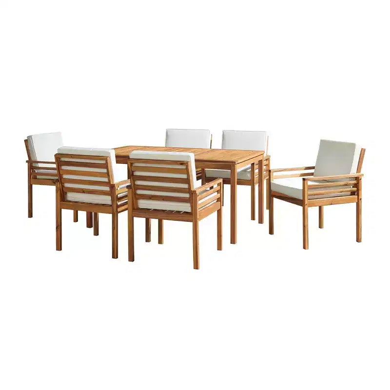Alaterre Furniture 8pc Outdoor Patio Dining Set, Okemo Table with 10' Auto Tilt Umbrella