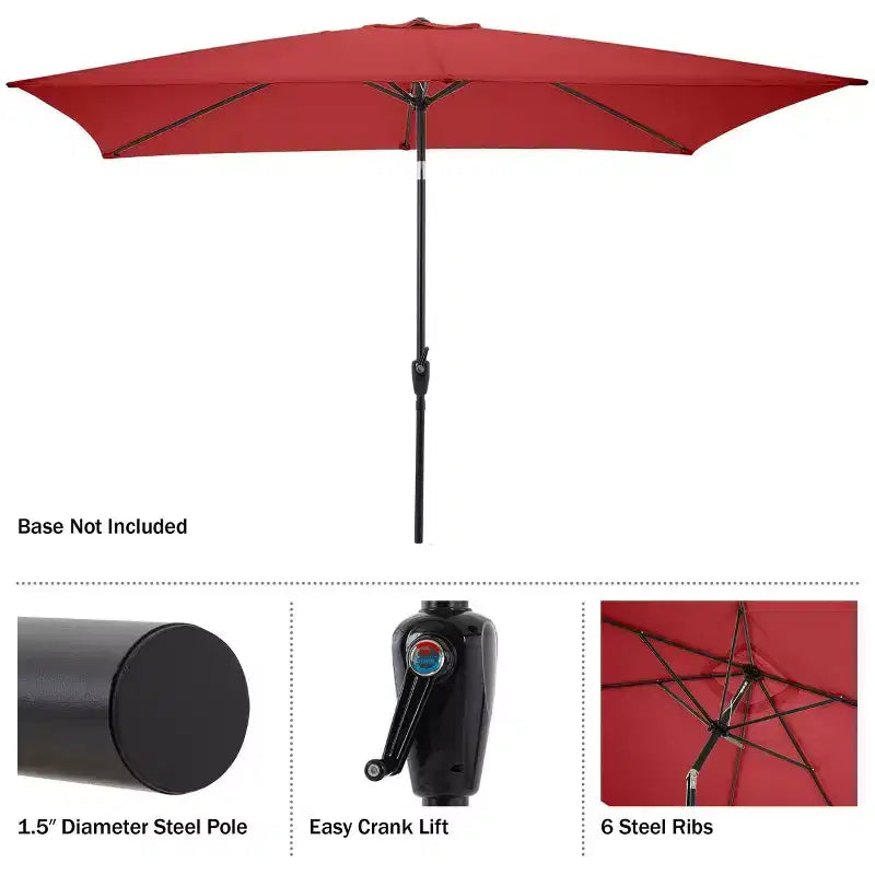 Alaterre Furniture 6pc Outdoor Patio Dining Set, Okemo Table with 10' Rectangular Umbrella