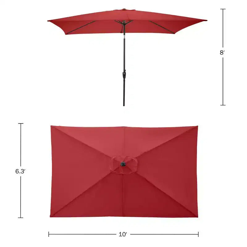 Alaterre Furniture 6pc Outdoor Patio Dining Set, Okemo Table with 10' Rectangular Umbrella