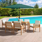 Alaterre Furniture 8pc Outdoor Patio Dining Set, Okemo Table with 10' Rectangular Umbrella