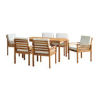 Alaterre Furniture 8pc Outdoor Patio Dining Set, Okemo Table with 10' Rectangular Umbrella