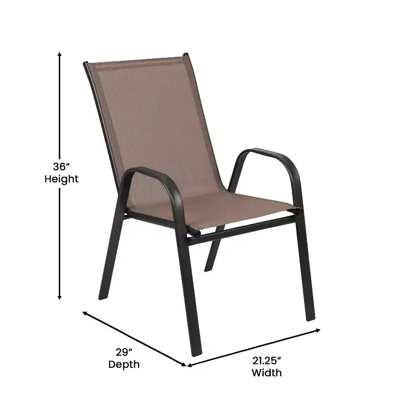 Emma and Oliver 5 Piece Outdoor Dining Set with Tempered Glass Top Patio Table and 4 Flex Comfort Textilene Stacking Chairs