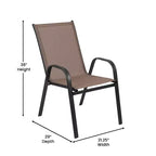 Emma and Oliver 5 Piece Outdoor Dining Set with Tempered Glass Top Patio Table and 4 Flex Comfort Textilene Stacking Chairs