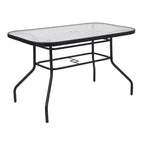 Emma and Oliver 5 Piece Outdoor Dining Set with Tempered Glass Top Patio Table and 4 Flex Comfort Textilene Stacking Chairs
