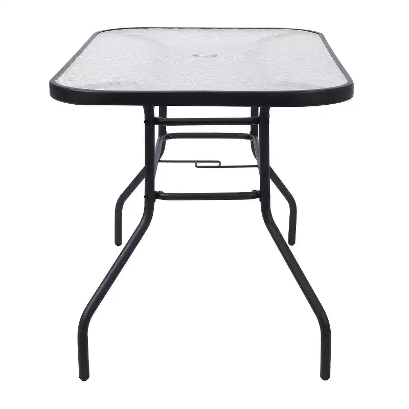 Emma and Oliver 5 Piece Outdoor Dining Set with Tempered Glass Top Patio Table and 4 Flex Comfort Textilene Stacking Chairs