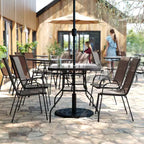 Ensemble de salle à manger d'extérieur Flash Furniture Brazos 5 pièces de qualité commerciale avec table de patio en verre trempé et 4 chaises avec assises et dossiers en matériau Flex Comfort