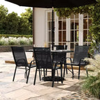 Ensemble de salle à manger d'extérieur Flash Furniture Brazos 5 pièces de qualité commerciale avec table de patio en verre trempé et 4 chaises avec assises et dossiers en matériau Flex Comfort
