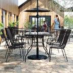 Ensemble de salle à manger d'extérieur Flash Furniture Brazos 5 pièces de qualité commerciale avec table de patio en verre trempé et 4 chaises avec assises et dossiers en matériau Flex Comfort