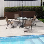 Crestlive Products 5 Piece Patio Dining Set with 4 Folding Chairs and Table Outdoor Dining Furniture with Square Glass Tabletop