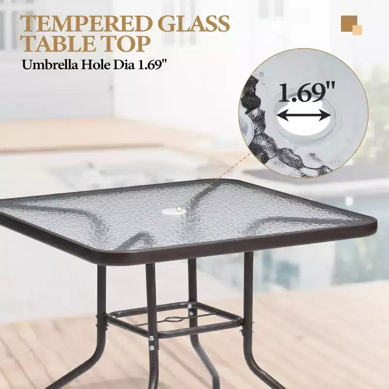Crestlive Products 5 Piece Patio Dining Set with 4 Folding Chairs and Table Outdoor Dining Furniture with Square Glass Tabletop