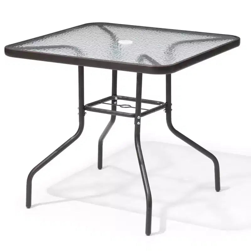 Crestlive Products 5 Piece Patio Dining Set with 4 Folding Chairs and Table Outdoor Dining Furniture with Square Glass Tabletop