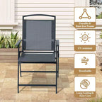 Crestlive Products 5 Piece Patio Dining Set with 4 Folding Chairs and Table Outdoor Dining Furniture with Square Glass Tabletop
