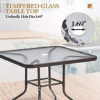 Crestlive Products 5 Piece Patio Dining Set with 4 Folding Chairs and Table Outdoor Dining Furniture with Square Glass Tabletop