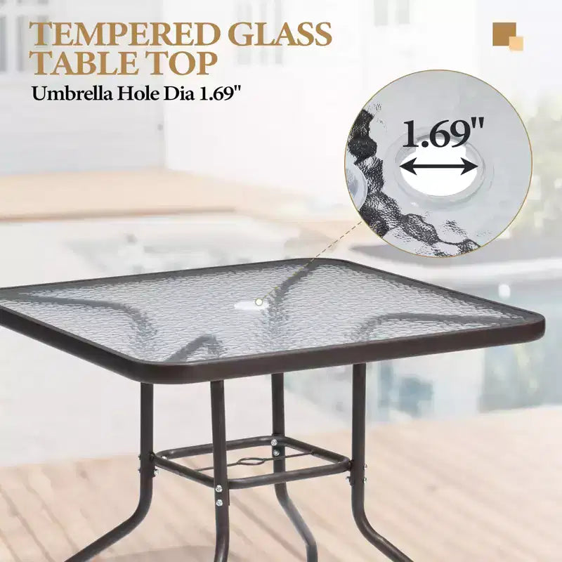 Crestlive Products 5 Piece Patio Dining Set with 4 Folding Chairs and Table Outdoor Dining Furniture with Square Glass Tabletop