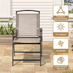 Crestlive Products 5 Piece Patio Dining Set with 4 Folding Chairs and Table Outdoor Dining Furniture with Square Glass Tabletop