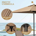 Crestlive Products 6 PCS Patio Dinning Set 4 Folding Chairs Square Tempered Glass Table and Umbrella Set